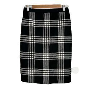 Talbots Women's Petite Black White Plaid Pencil Skirt Size 4P Classic Corpcore